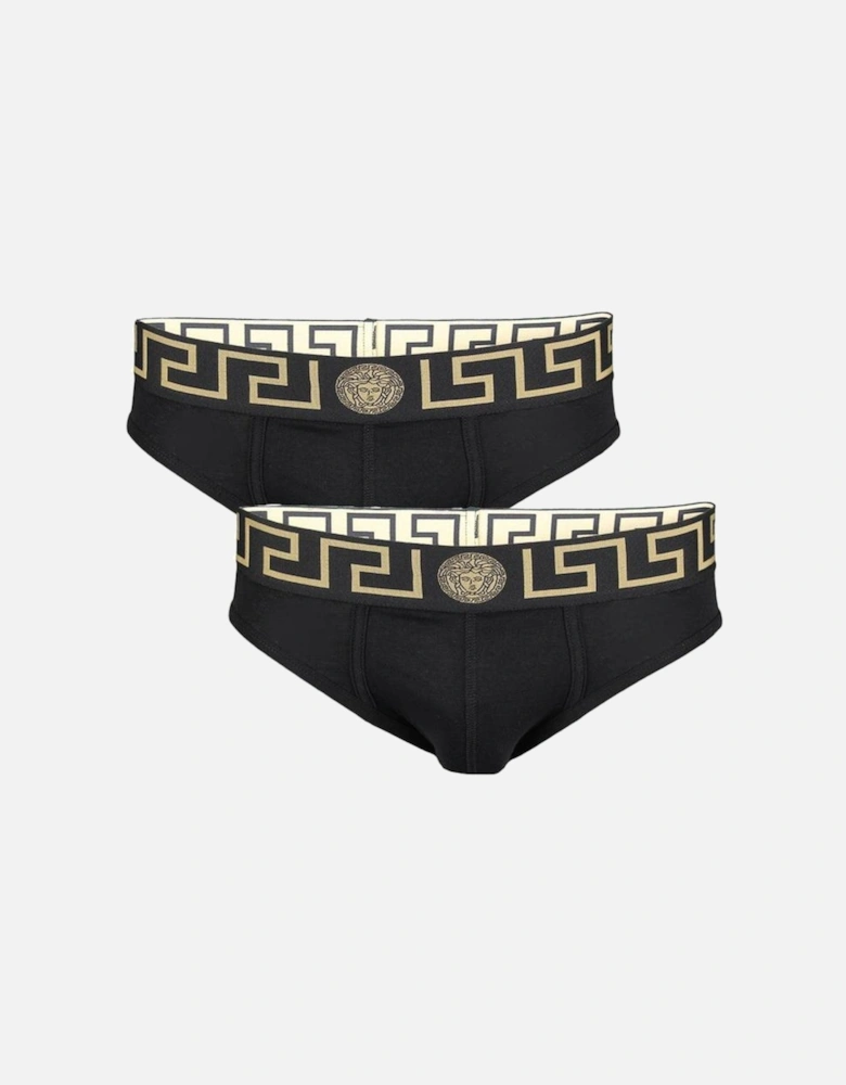 2-Pack Greca Border Briefs, Black