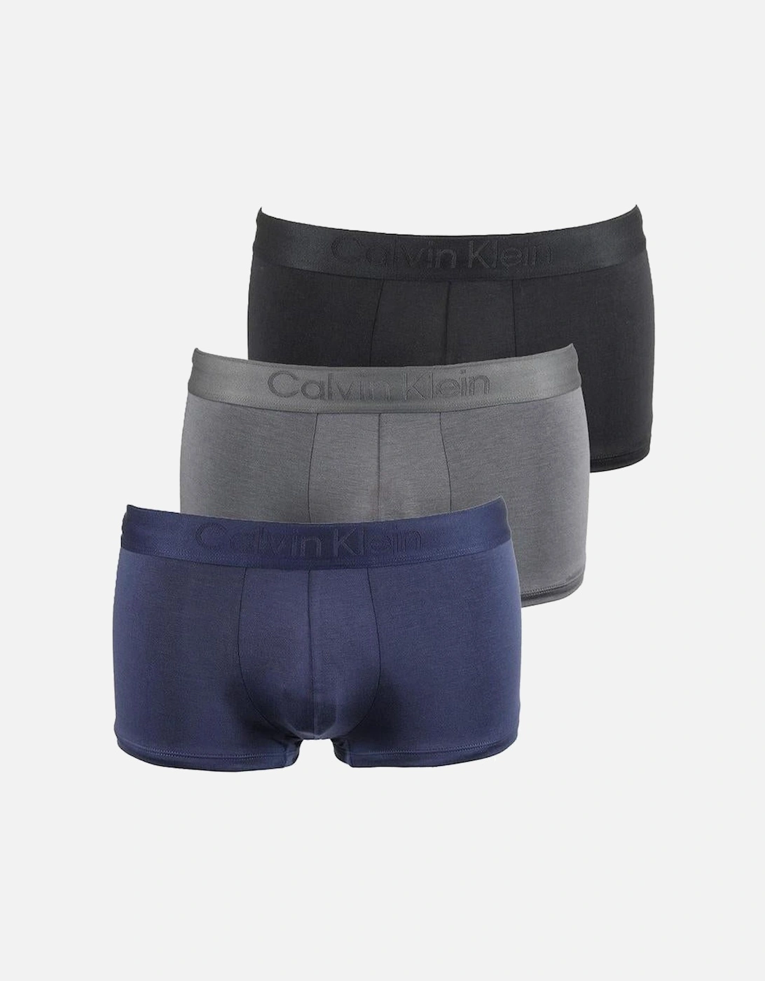 3-Pack CK Black Low-Rise Boxer Trunks, Black/Grey/Navy, 6 of 5