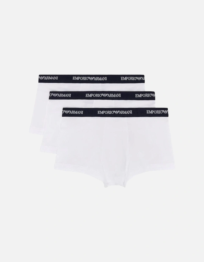 3-Pack Logoband Contrast Waist Boxer Trunks, White