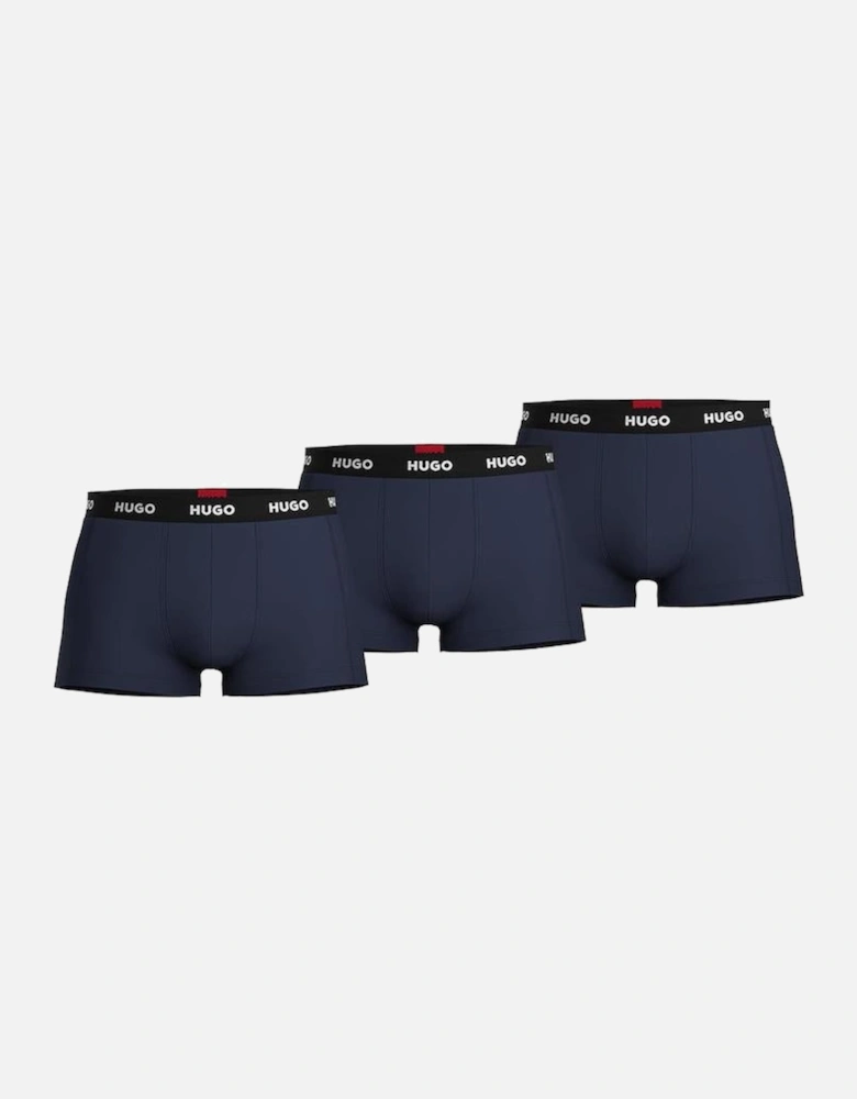 3-Pack Logo Waistband Boxer Trunks, Navy