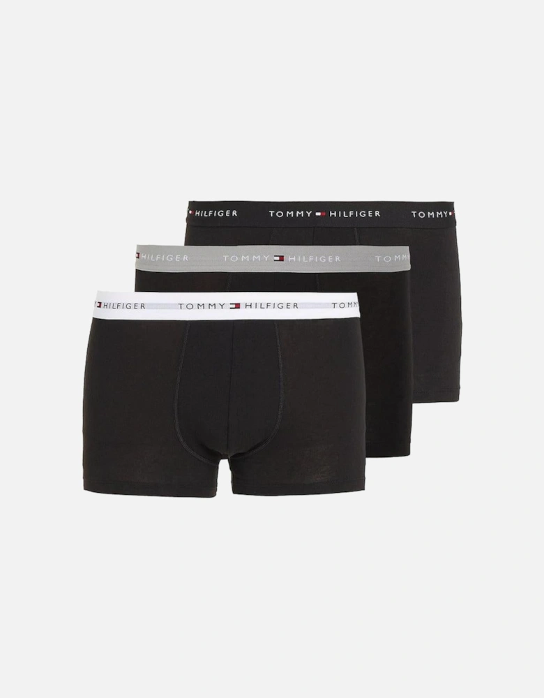 3-Pack Signature Essential Logo Boxer Trunks, Black/Grey/White