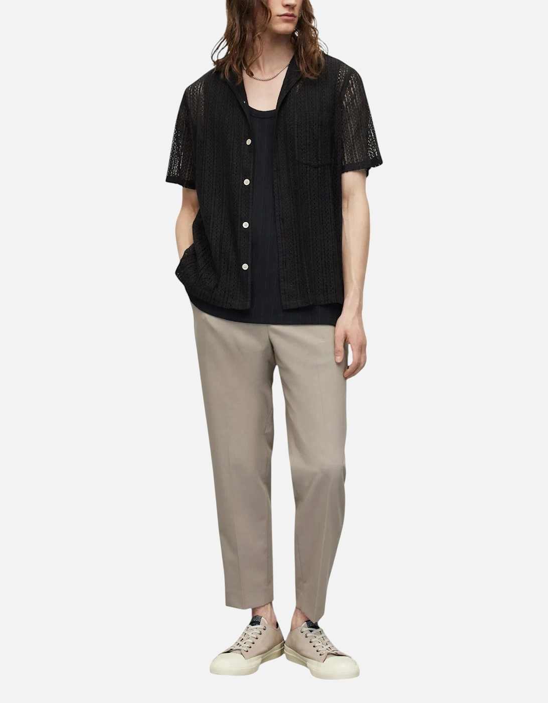 All Saints Mens Shirt Short Sleeve Summer Relaxed Fit Casual Holiday New Cotton