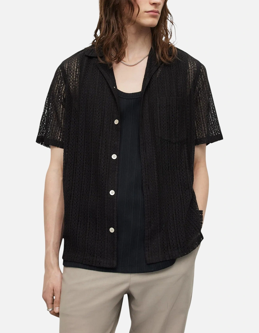 All Saints Mens Shirt Short Sleeve Summer Relaxed Fit Casual Holiday New Cotton, 6 of 5