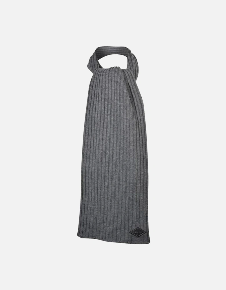 Ribbed Knit Scarf, Grey Melange