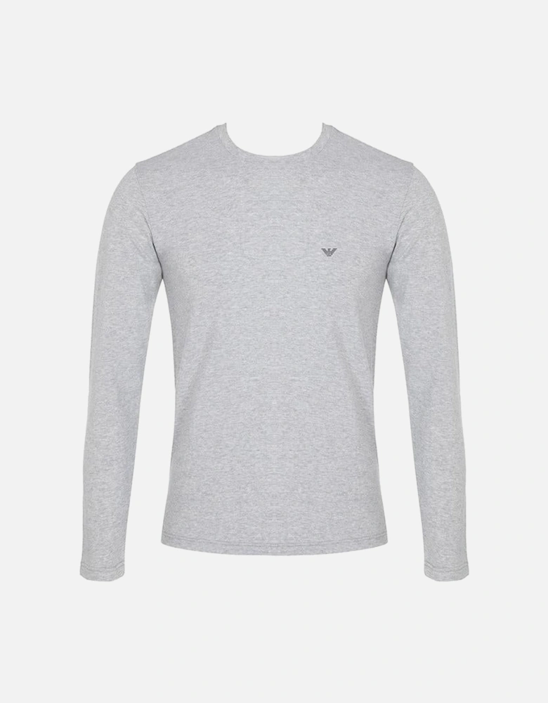 Stretch Cotton Slim-Fit Long-Sleeve T-Shirt, Grey Melange