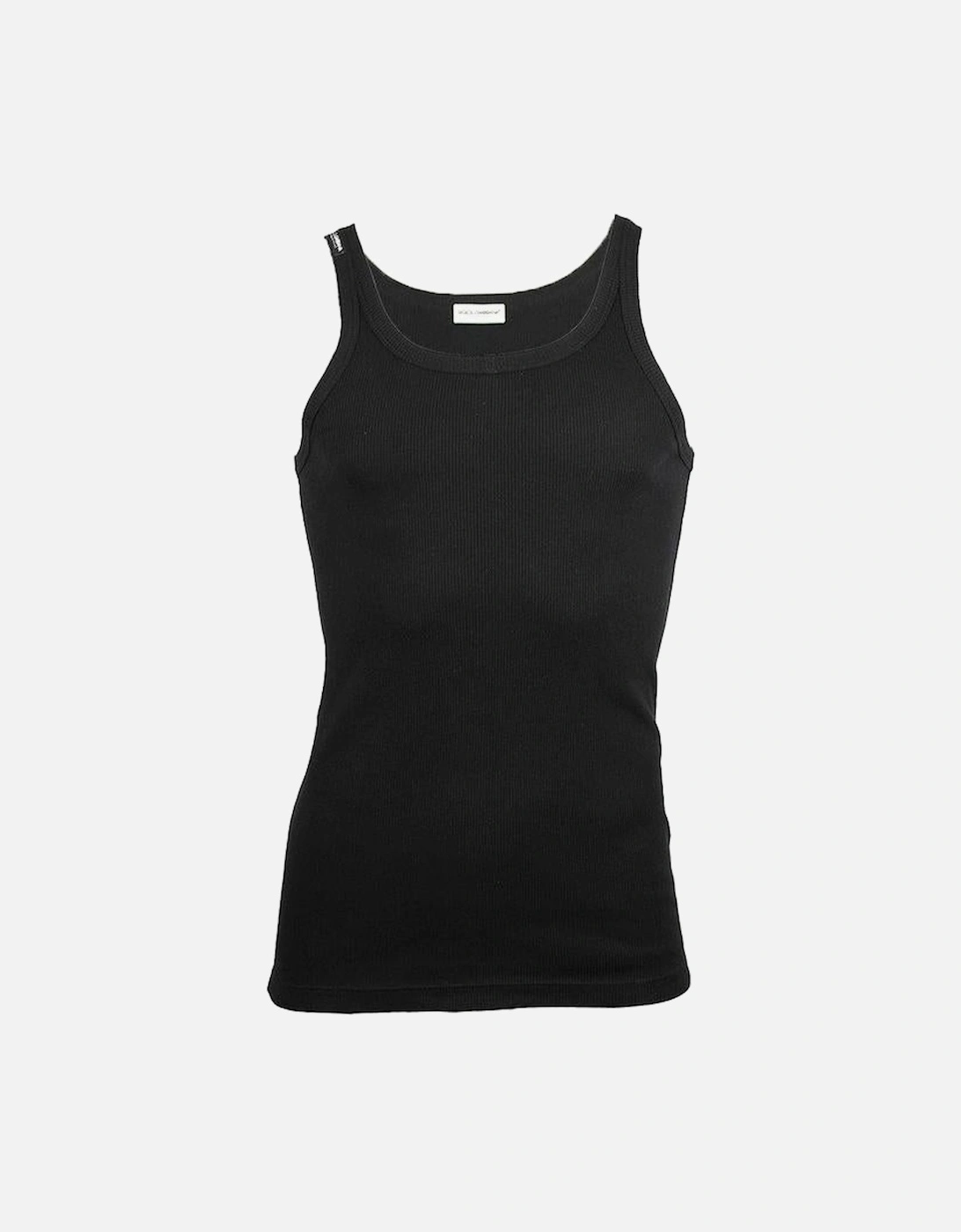 Fine-Rib Cotton Tank Top Vest, Black, 3 of 2