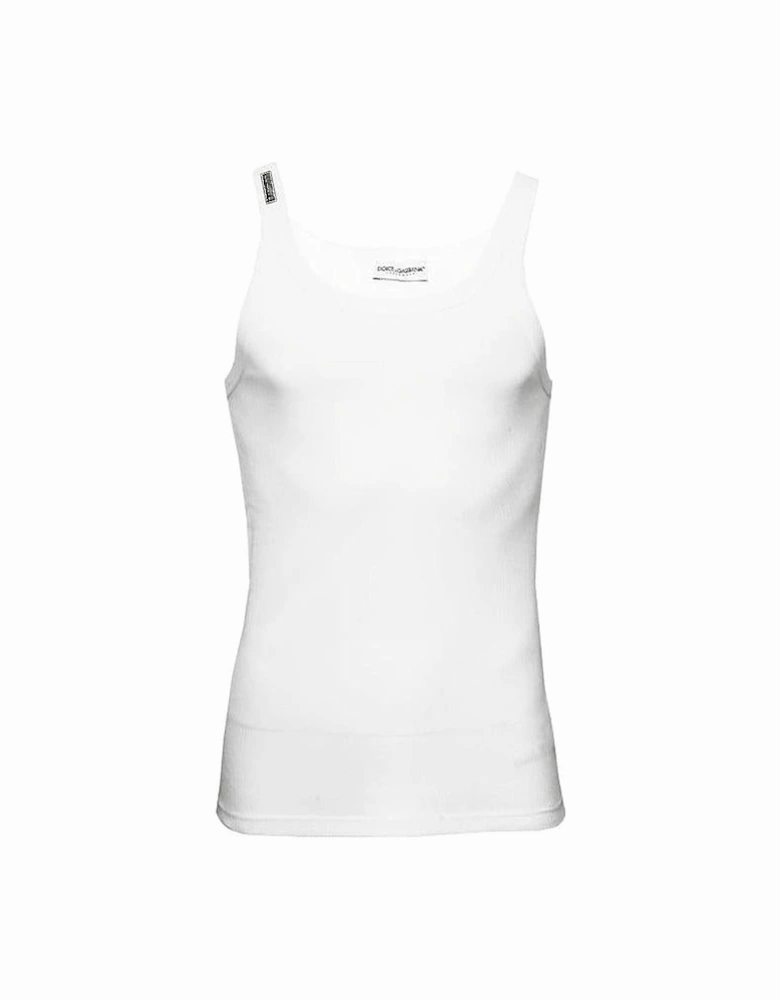 Fine-Rib Cotton Tank Top Vest, Optical White