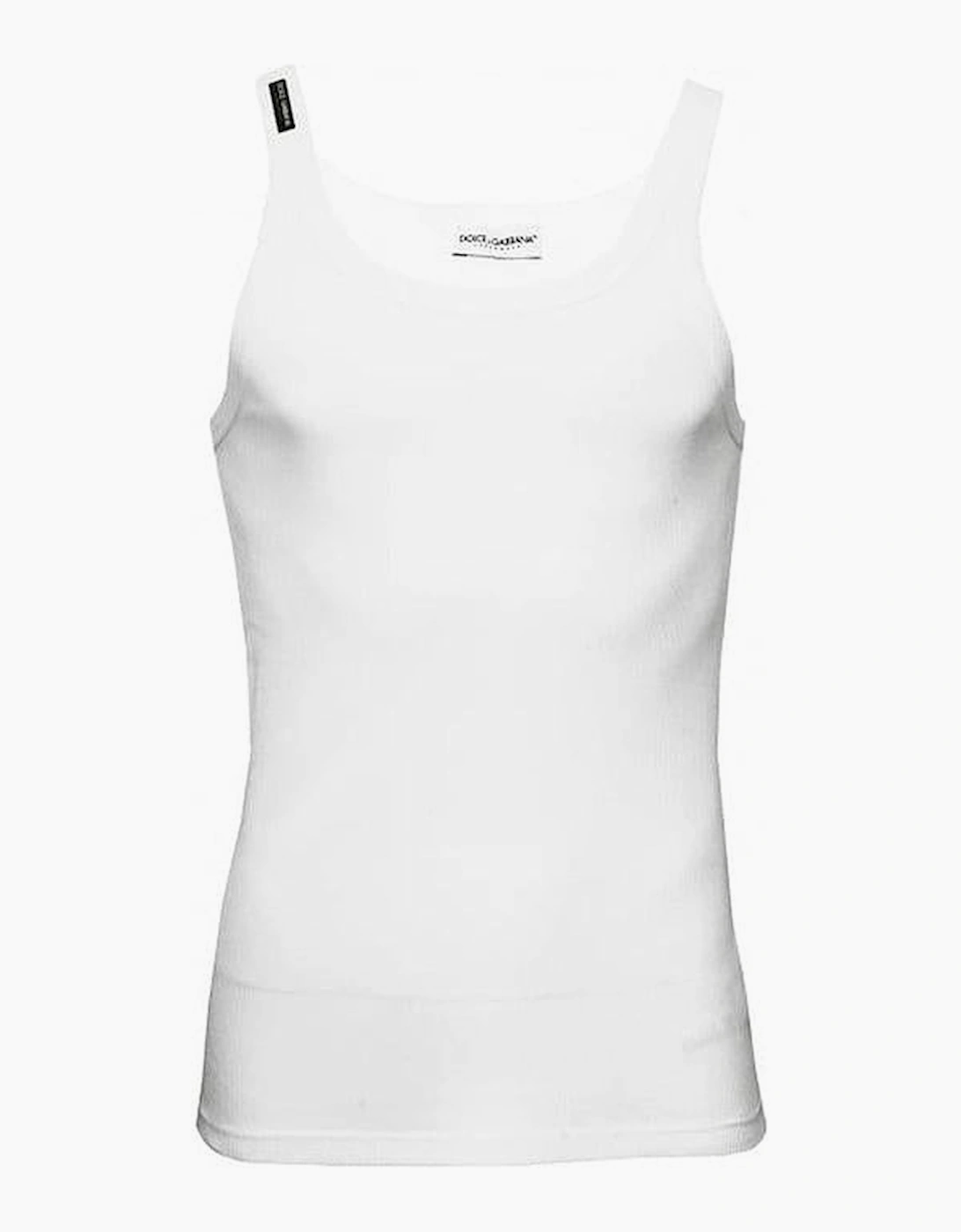 Dolce & Gabbana Fine-Rib Cotton Tank Top Vest, Optical White - Size: X-LARGE