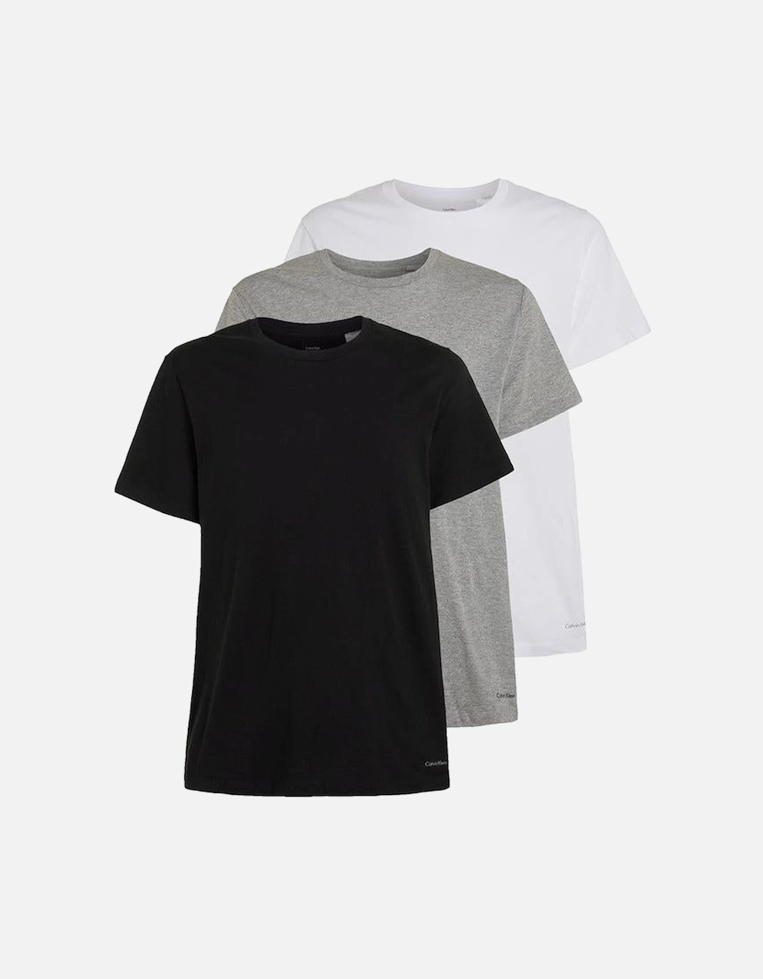 3-Pack Pure Cotton Crew-Neck T-Shirts, Black/White/Grey, 9 of 8