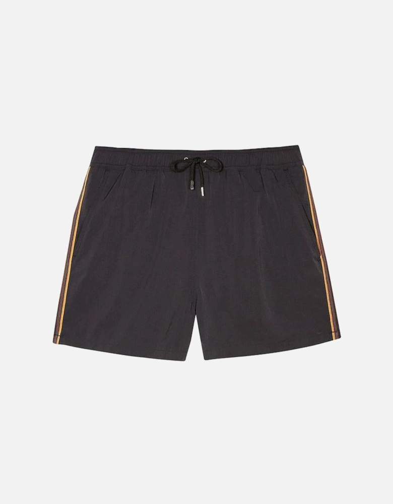 Artist Stripe Trim Swim Shorts, Black