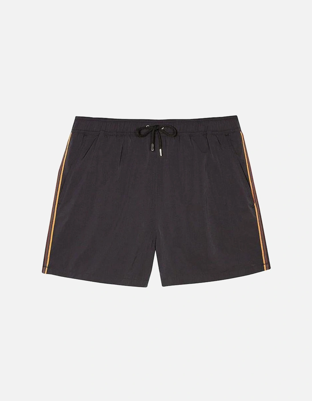 Artist Stripe Trim Swim Shorts, Black, 6 of 5