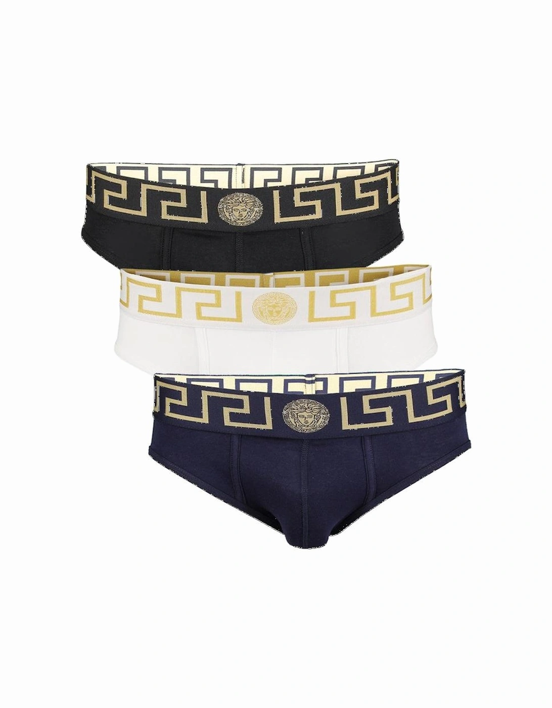 3-Pack Greca Border Low-Rise Briefs, Black/White/Navy, 4 of 3