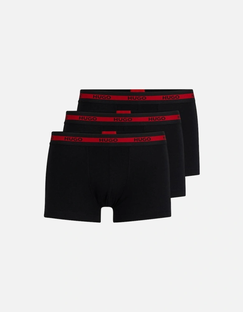 3-Pack Stretch Cotton Boxer Trunks, Black