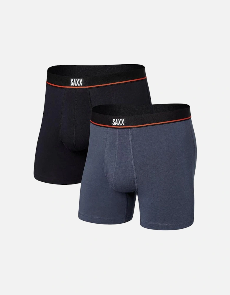2-Pack Non-Stop Stretch Cotton Boxer Briefs, Navy/Black