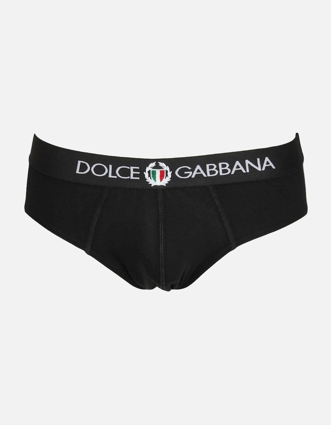 Stretch Cotton Mid-Rise Briefs With Crest, Black, 3 of 2