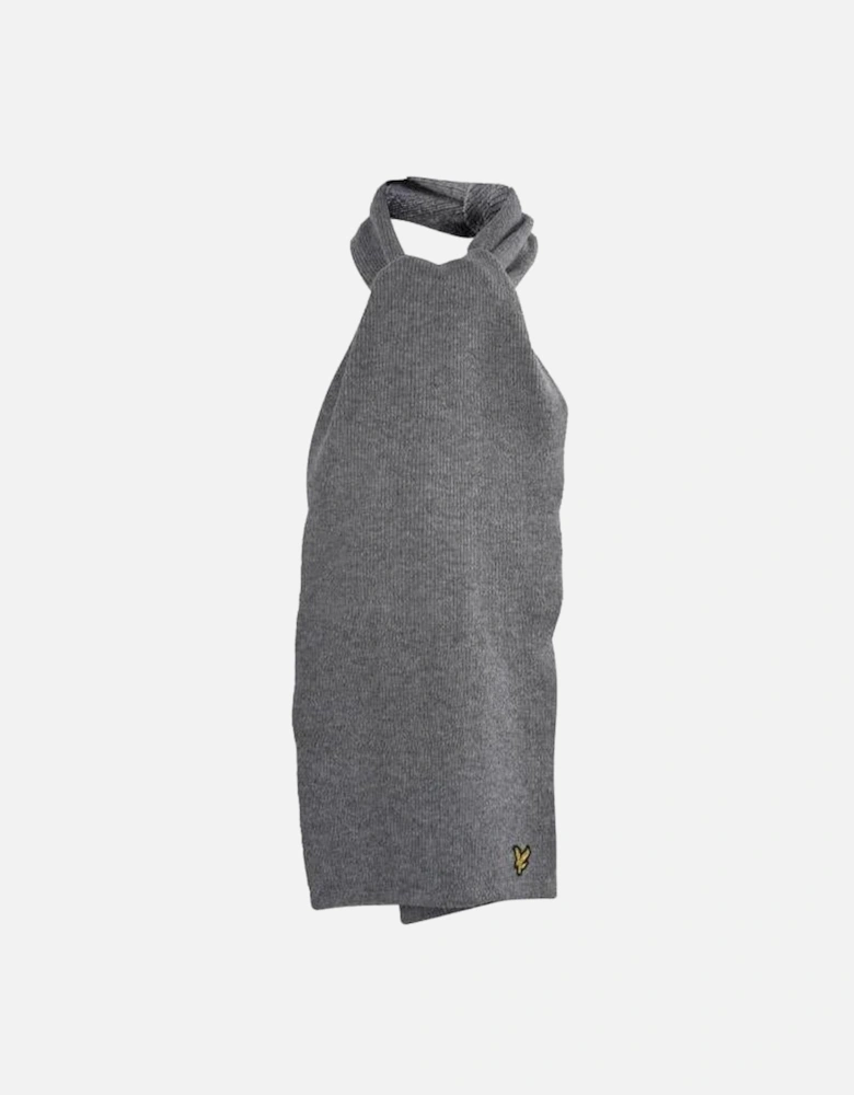 Lambswool Racked Rib Scarf, Grey