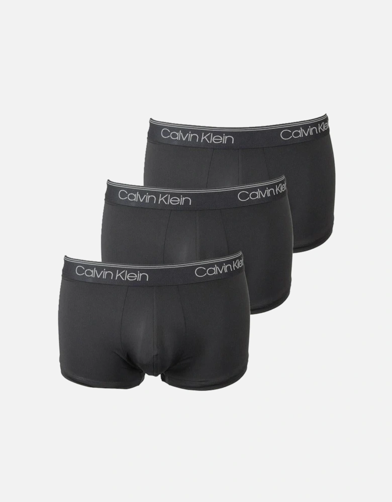 3-Pack Microfiber Stretch Low-Rise Boxer Trunks, Black