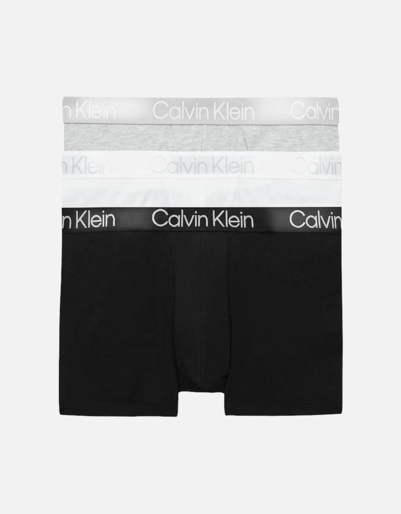 3-Pack Modern Structure Boxer Trunks, Black/White/Grey