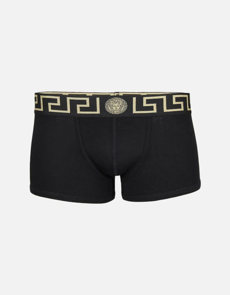 Greca Border Low Rise Boxer Trunks, Black
