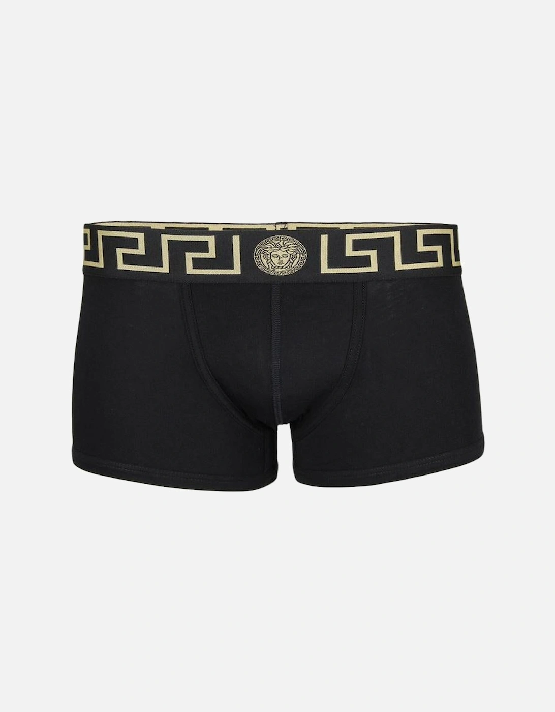 Men's VERSACE Greca Border Low Rise Boxer Trunks, Black - Size: 32/33/32