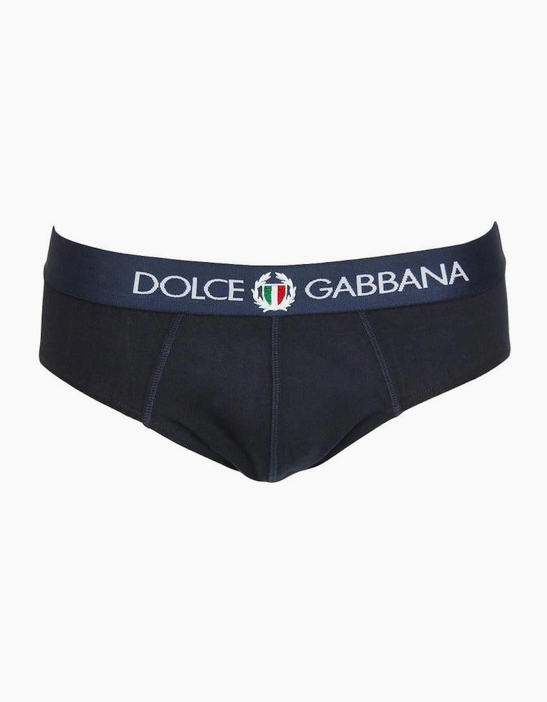 Men's Dolce & Gabbana Stretch Cotton Mid-Rise Briefs With Crest, Navy Blue - Size: Regular/32/30/31/36