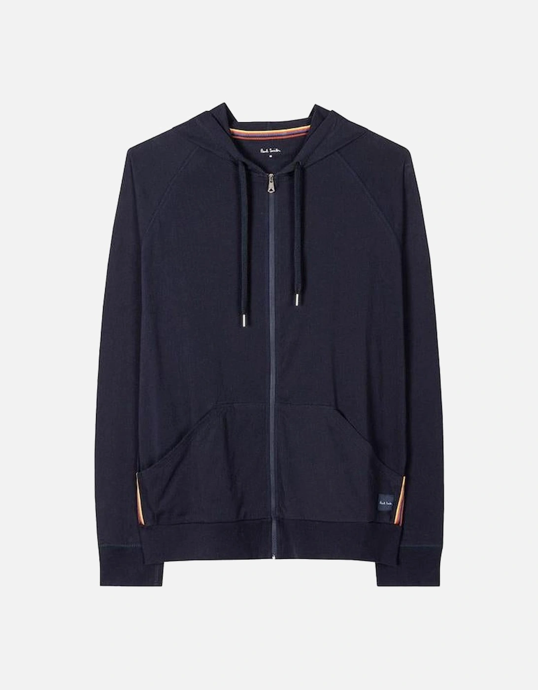 Cotton Jersey Zip Lounge Hoodie, Navy, 4 of 3