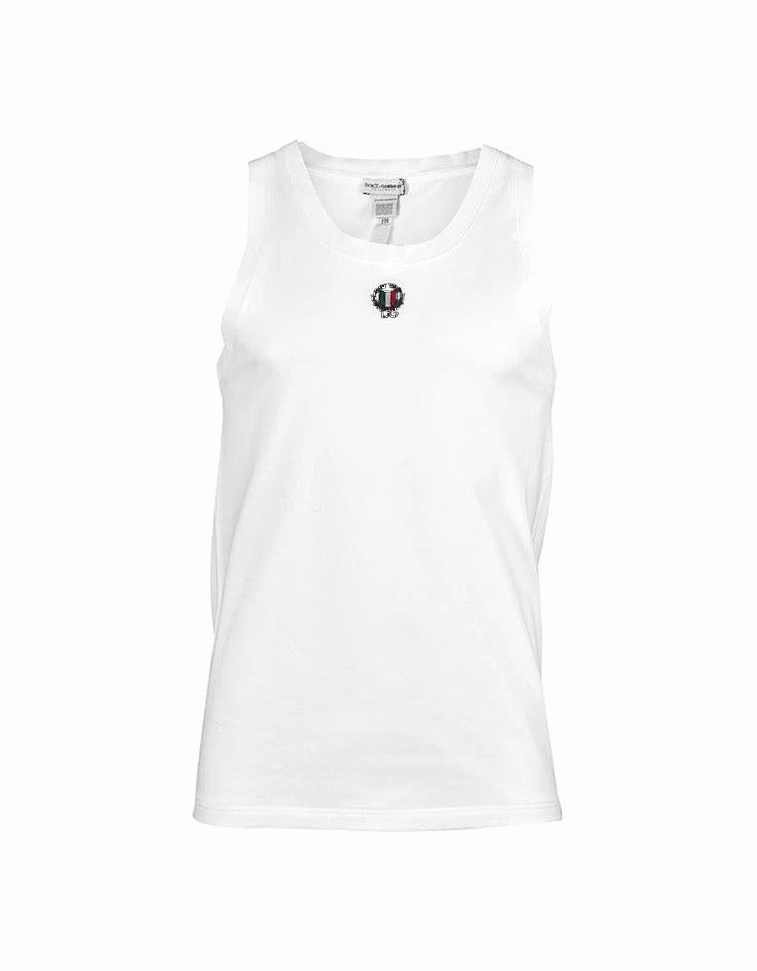Two-Way Stretch Cotton Tank Top Vest with Crest, Optical White, 3 of 2