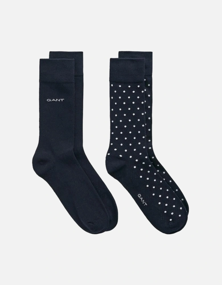 2-Pack Dot & Solid Socks, Marine