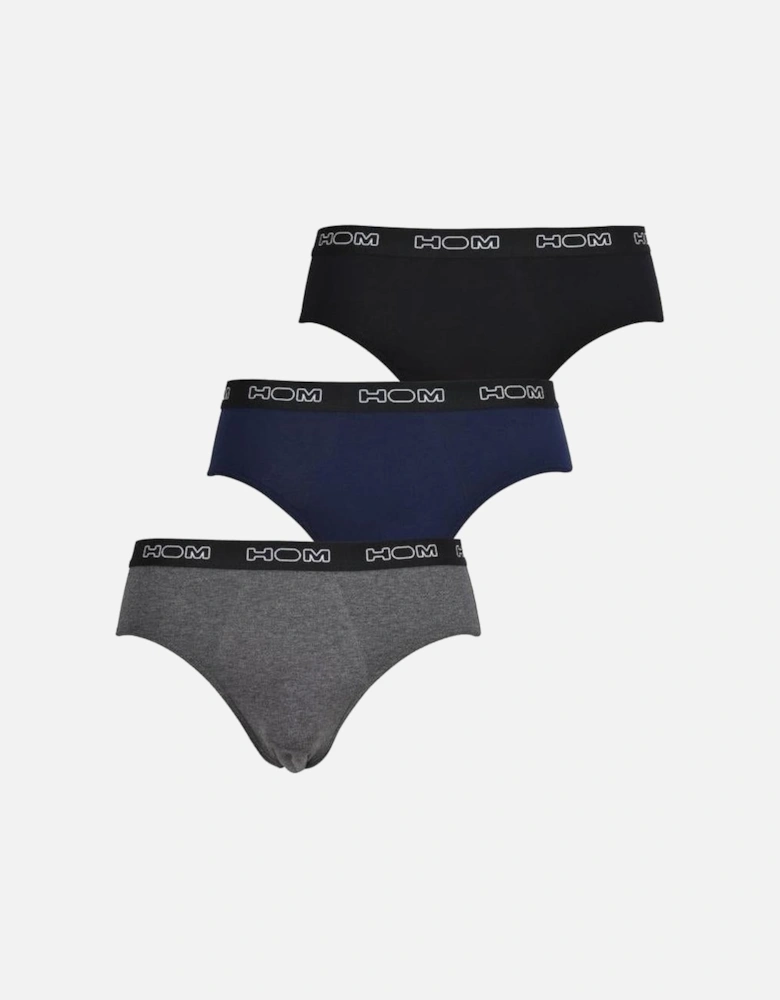 Boxerlines 3-Pack Basic Briefs, Black/Navy/Grey