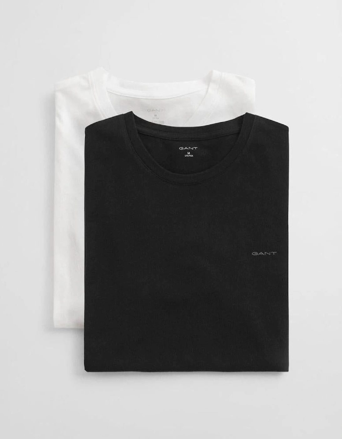 Men's GANT 2-Pack Regular Fit Cotton Crew-Neck T-Shirts, Black/White - Size: 40