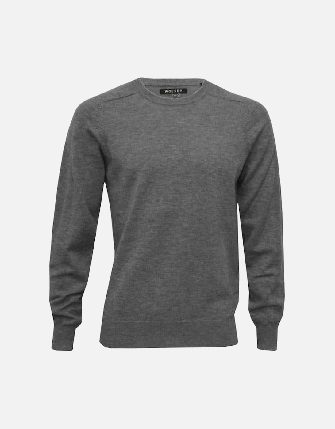 100% Extra Fine Merino Wool Crew-Neck Sweater, Grey Melange, 9 of 8