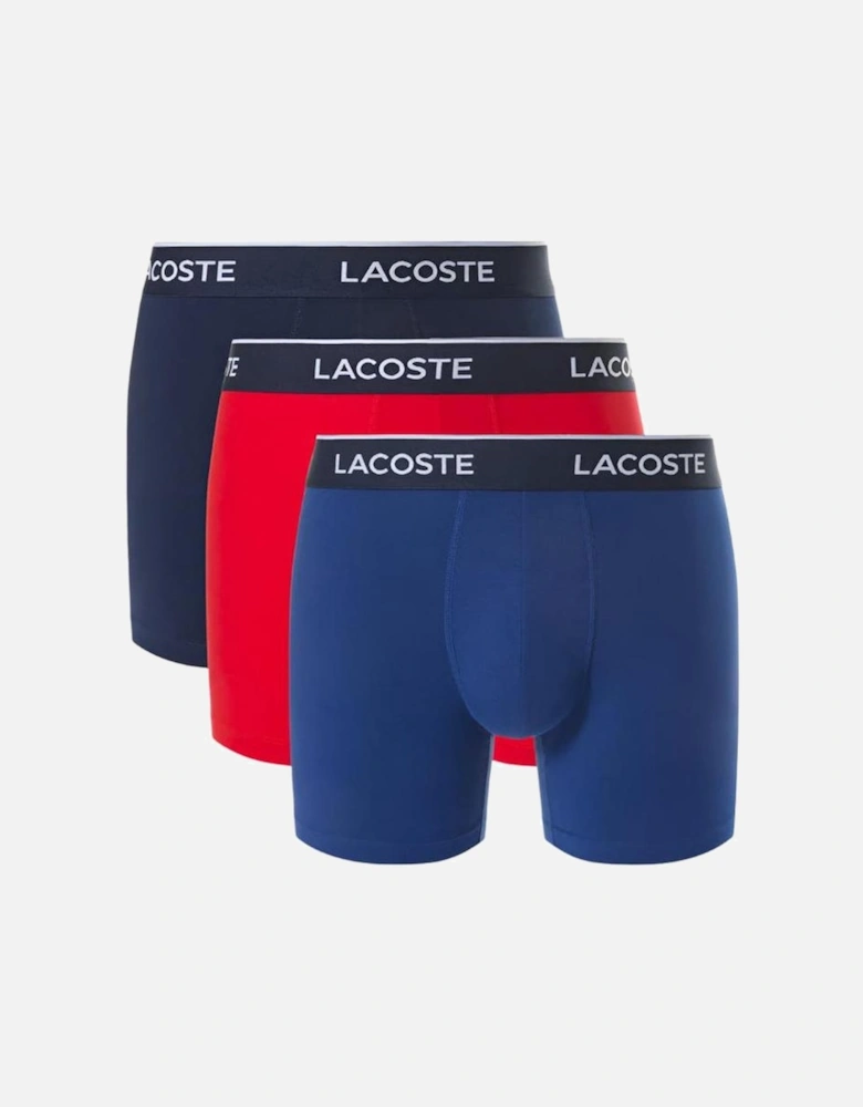 3-Pack Stretch Cotton Boxer Briefs, Navy/Blue/Red