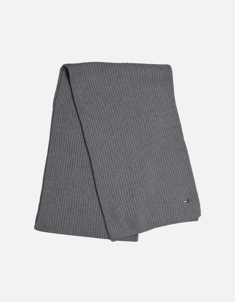 Pima Cotton Cashmere Ribbed Scarf, Mid Grey Heather