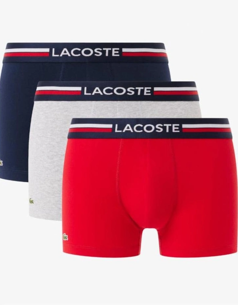3-Pack Signature Waist Boxer Trunks, Navy Blue / Silver Chine / Red