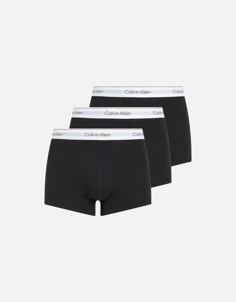 3-Pack Modern Cotton Boxer Trunks, Black