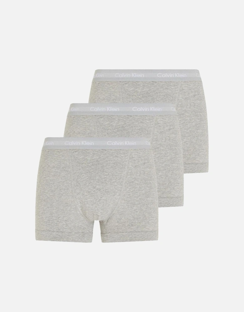 3-Pack Cotton Stretch Boxer Trunks, Grey Heather
