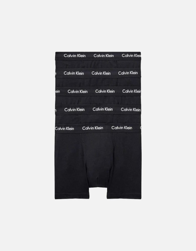 5-Pack Cotton Stretch Boxer Trunks, Black