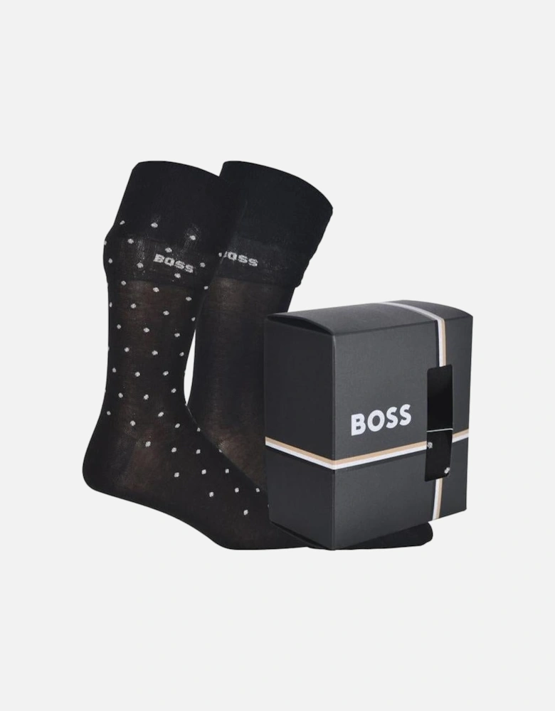 2-Pack Silver Sparkle Socks Gift Box, Black