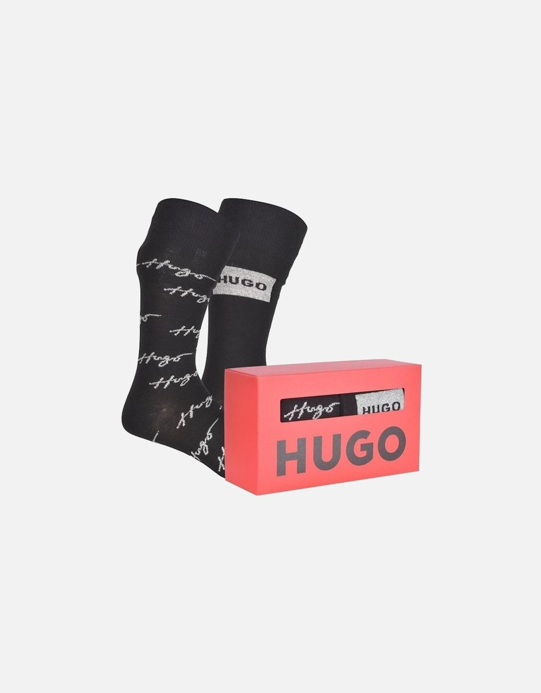 2-Pack Lurex Mixed Logo Socks Gift Set, Black/silver, 7 of 6