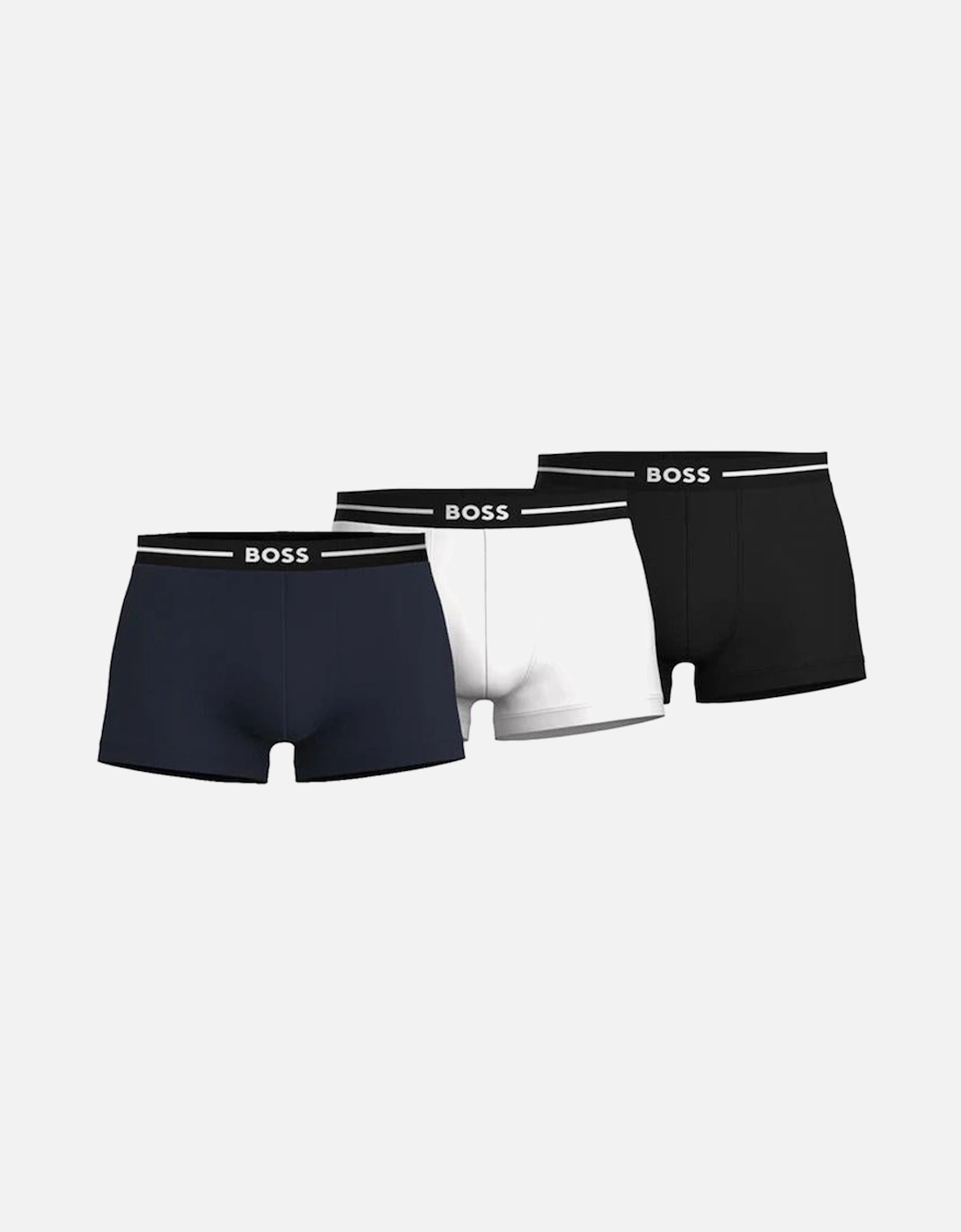 3-Pack Bold Logo Boxer Trunks, Black/White/Navy, 2 of 1
