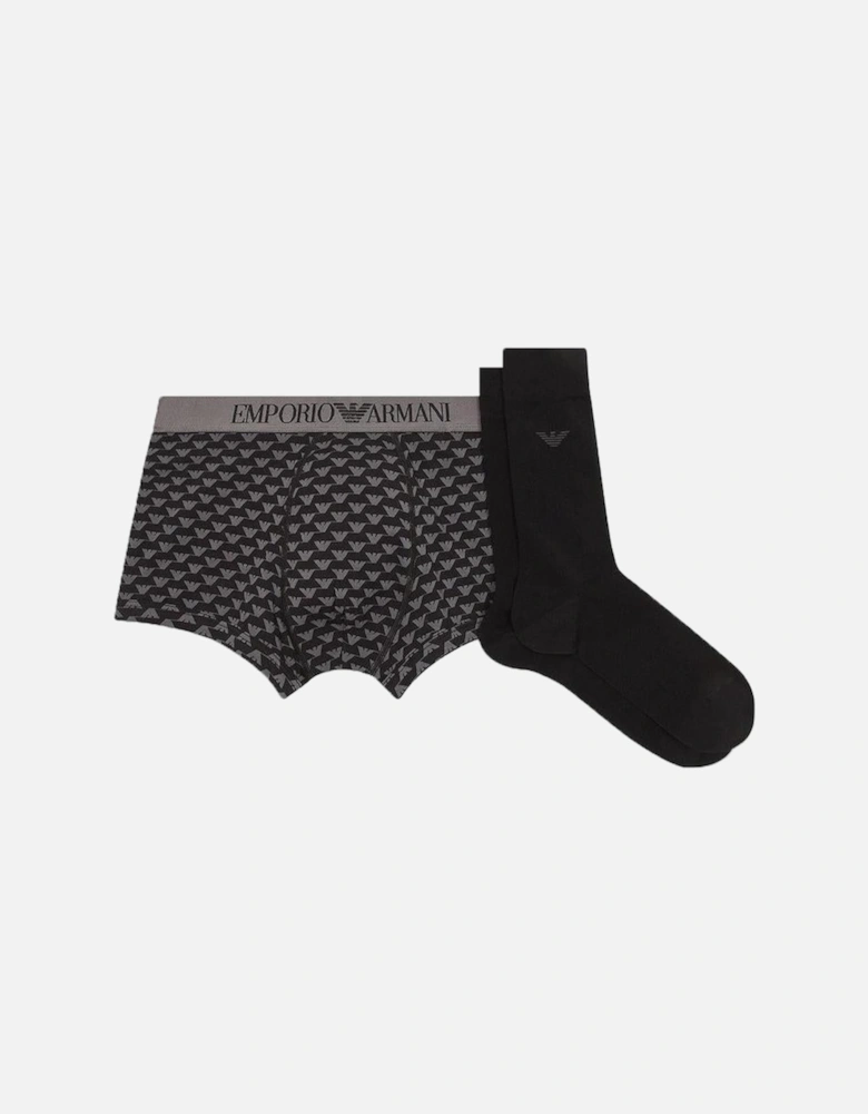 Eagles Logo Boxer Trunk & Socks Gift Set, Black