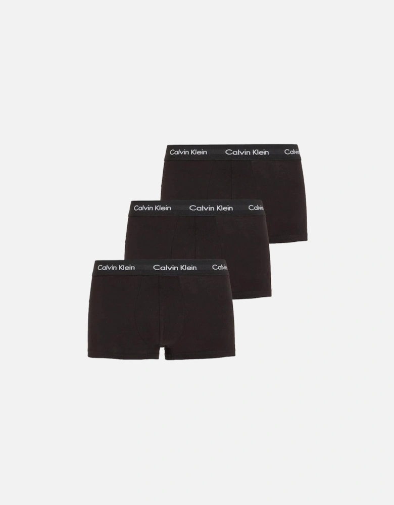 3-Pack Low-Rise Cotton Stretch Boxer Trunks, Black