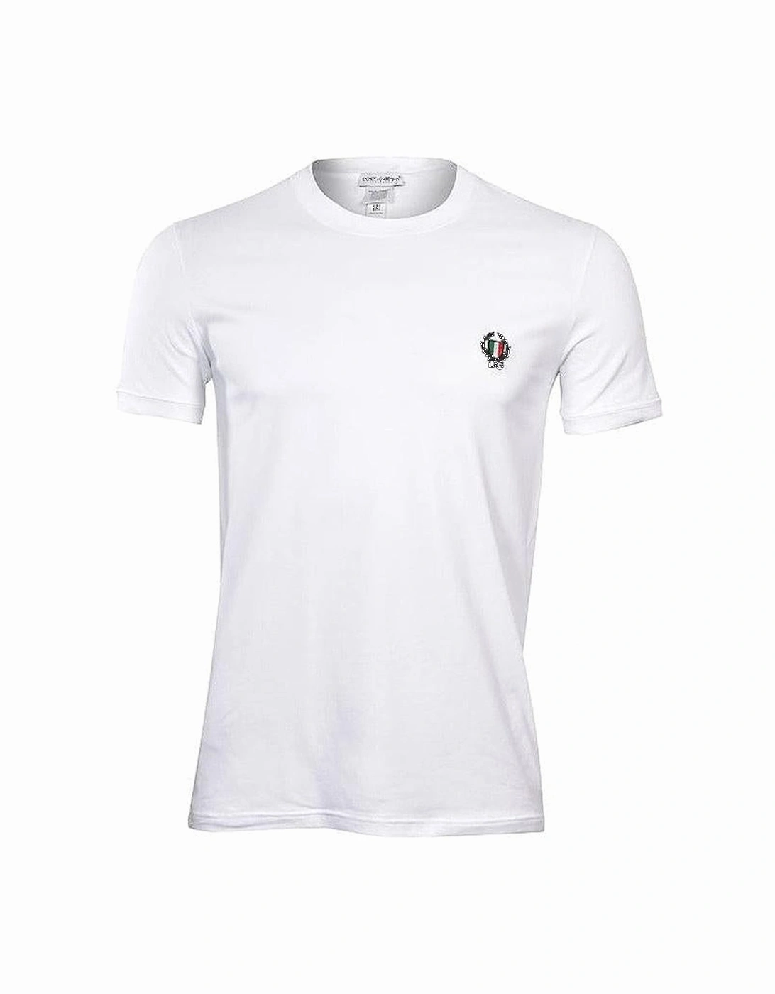 Crew-Neck Stretch Cotton T-Shirt with Crest, Optical White, 2 of 1