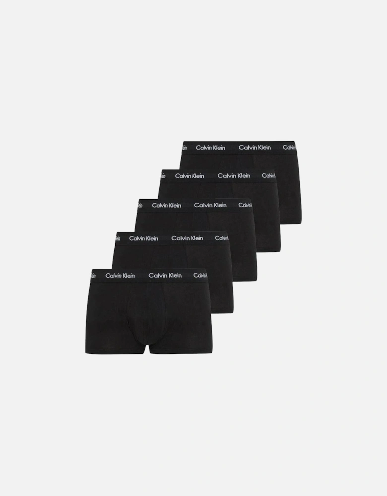5-Pack Low-Rise Cotton Stretch Boxer Trunks, Black
