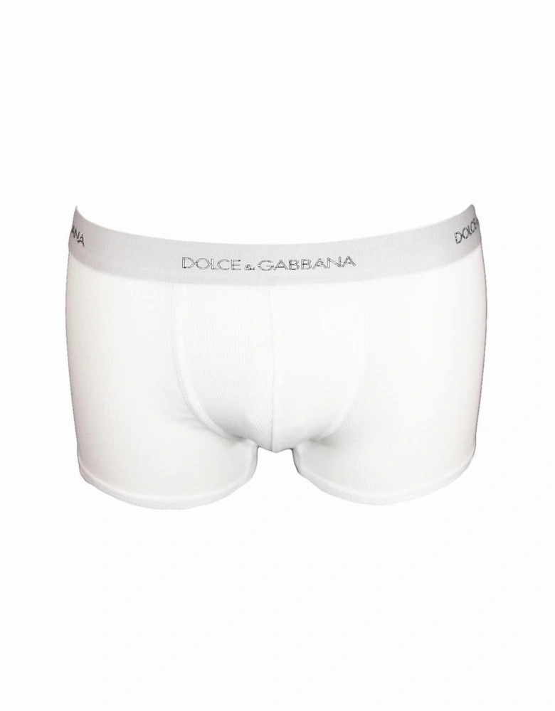 Fine-Rib Regular Cotton Boxer Trunks, Optical White