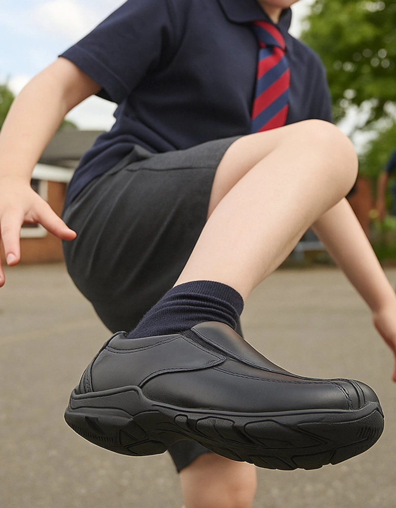 ELIJAH Boys Leather School Shoes Black