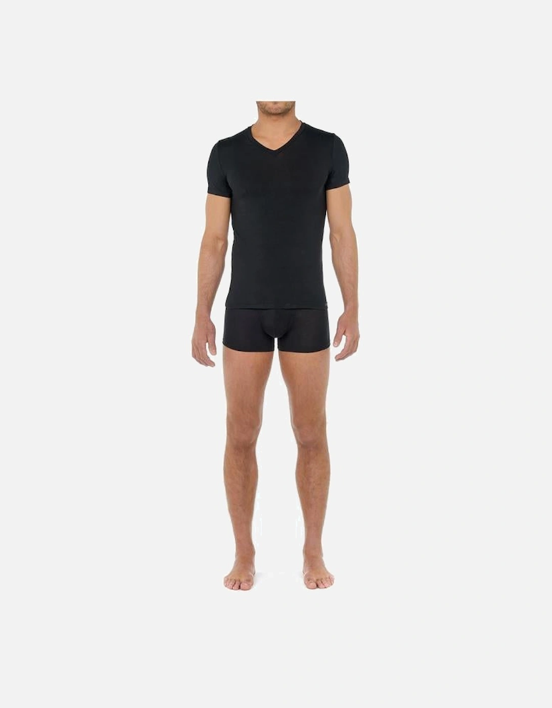 Tencel Soft V-Neck T-Shirt, Black, 4 of 3