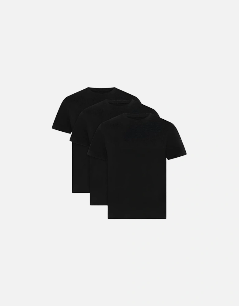 3-Pack Cotton Stretch Crew-Neck T-Shirts, Black
