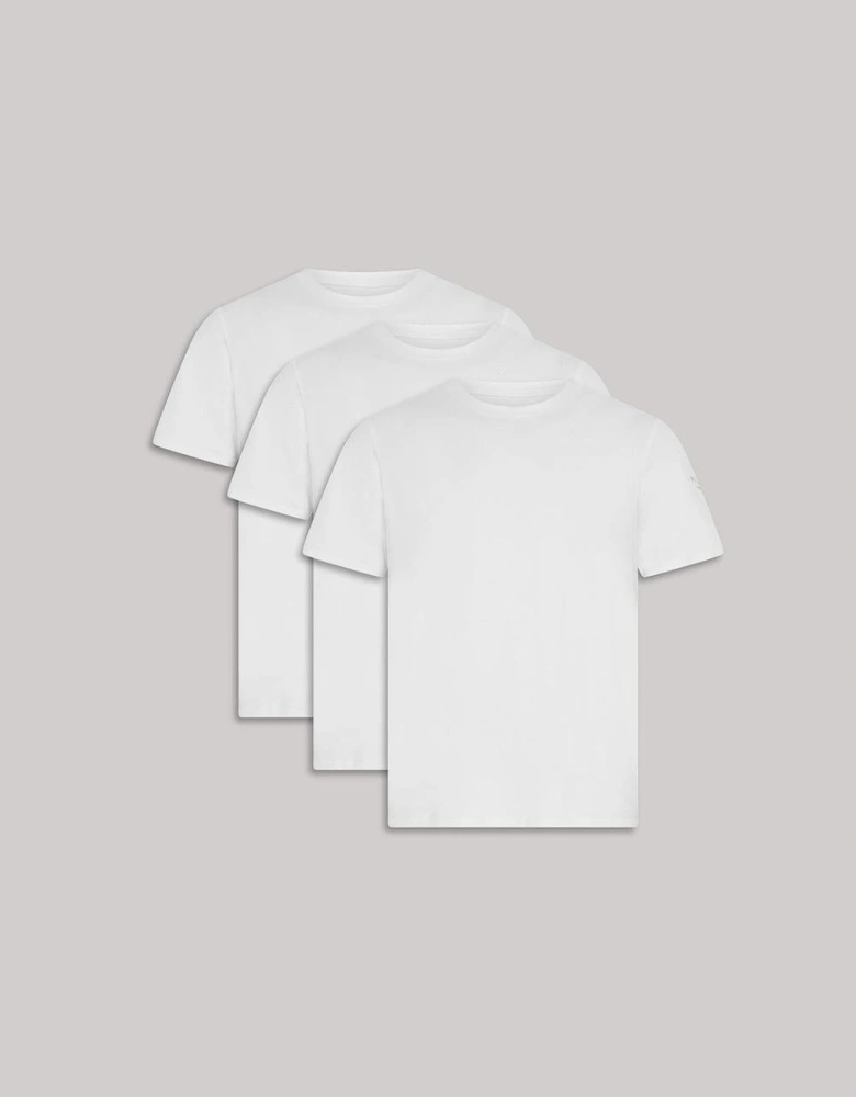 3-Pack Cotton Stretch Crew-Neck T-Shirts, White