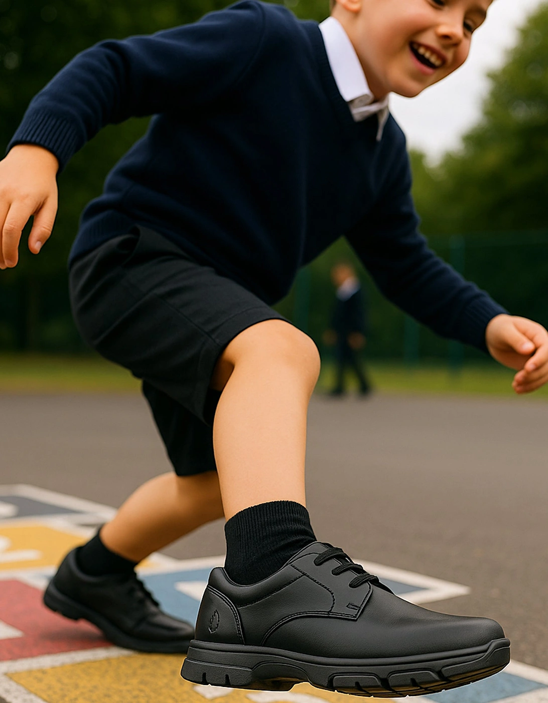 VINCENTE Boys Leather Derby School Shoes Black